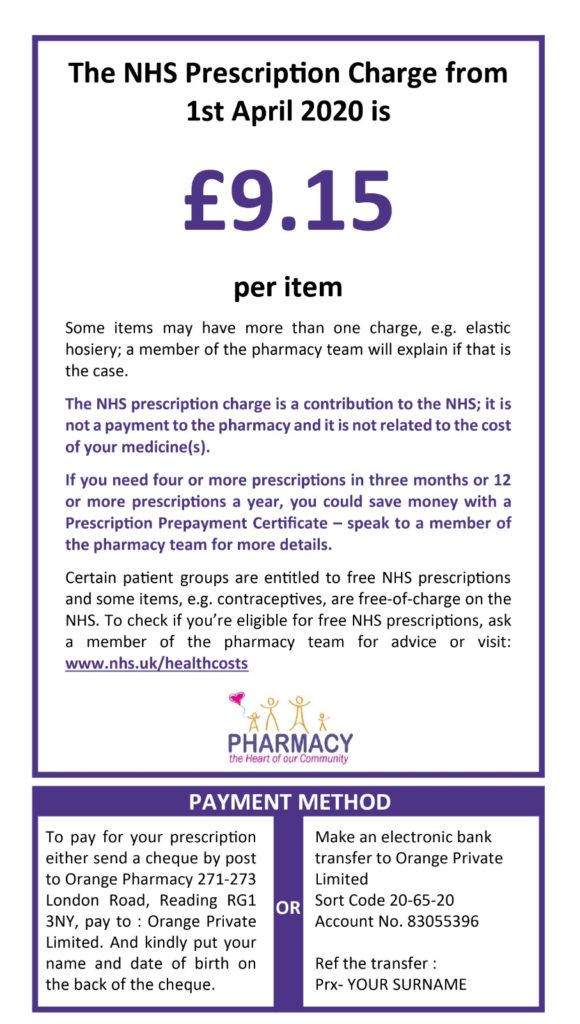 Paying For NHS Prescriptions – Orange Pharmacy